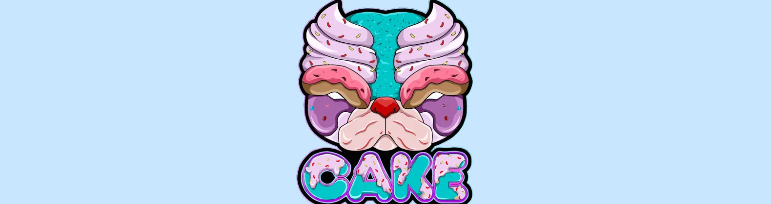 CAKE logo with blue background