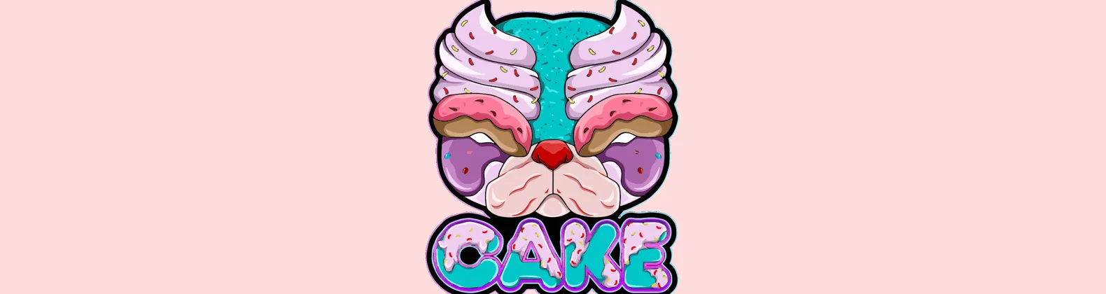 CAKE logo with pink background