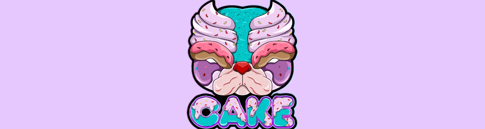 CAKE logo with pink background