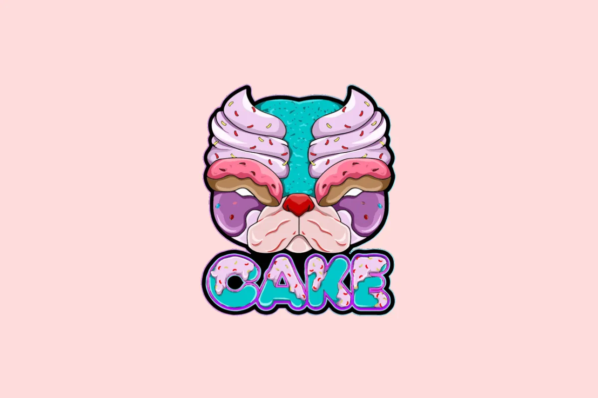 CAKE logo with pink background